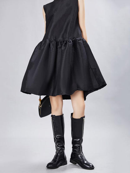 Simple Black Sleeveless Short Dress
