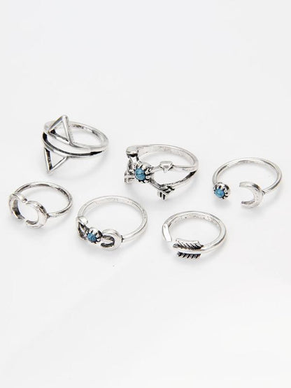 Gypsy 6PCS Moon Pattern Carving Rings Accessories