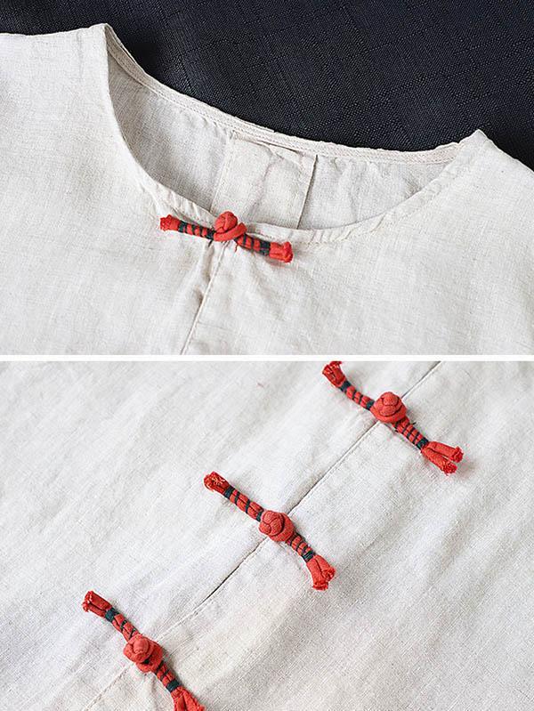 Artistic Retro Buckle Blouse Tops