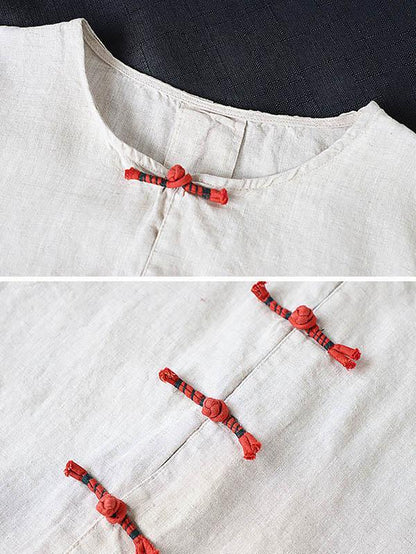 Artistic Retro Buckle Blouse Tops