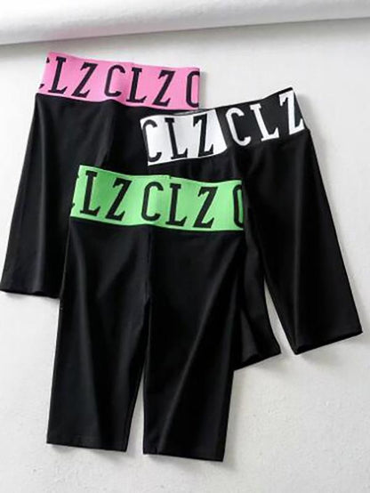 Waistband Letter Printed Sports Shorts