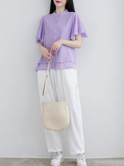 Original 14 Colors Falbala Lapel Blouse Tops