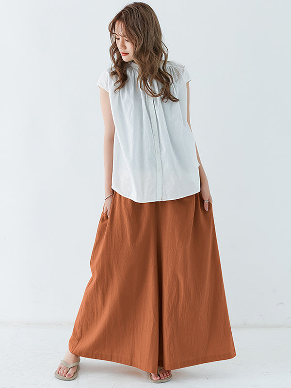 Casual 11 Colors  Solid Column Wide Leg Capri-Pants