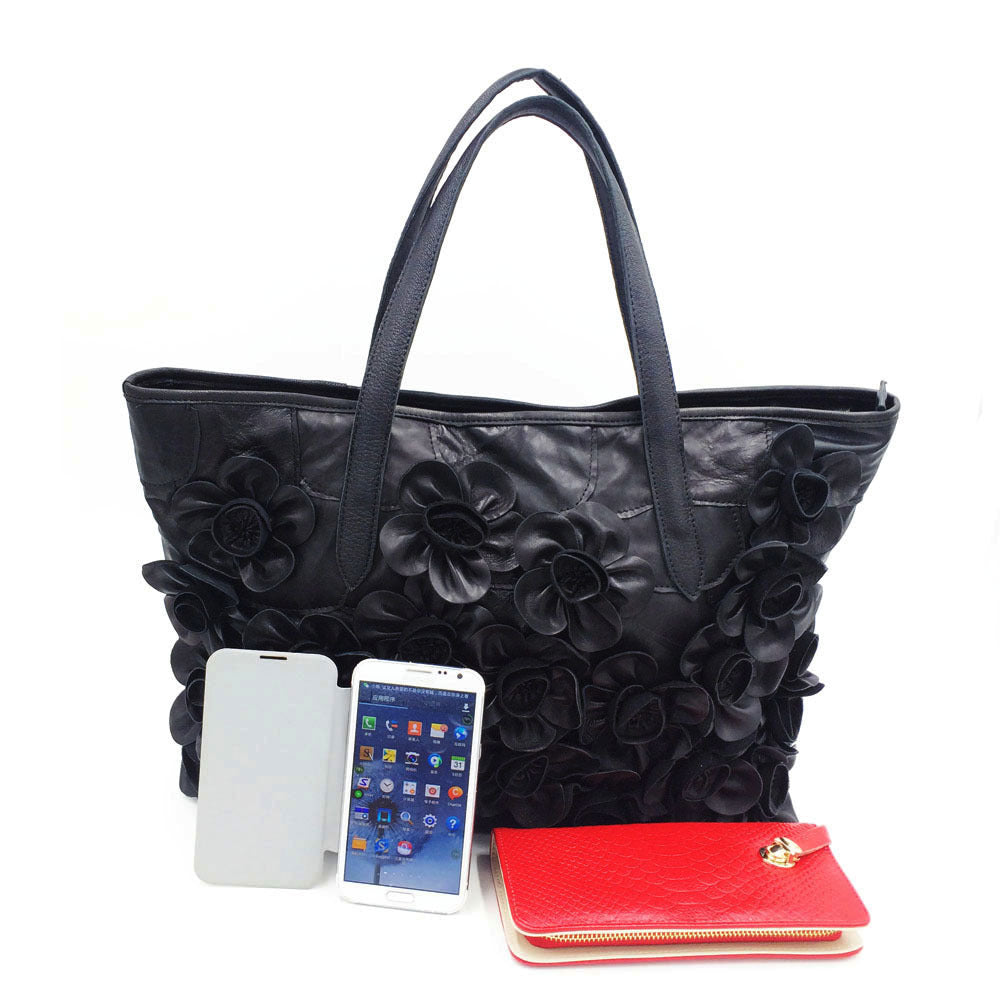 One shoulder messenger bag women's handbag color matching flower sheepskin bag