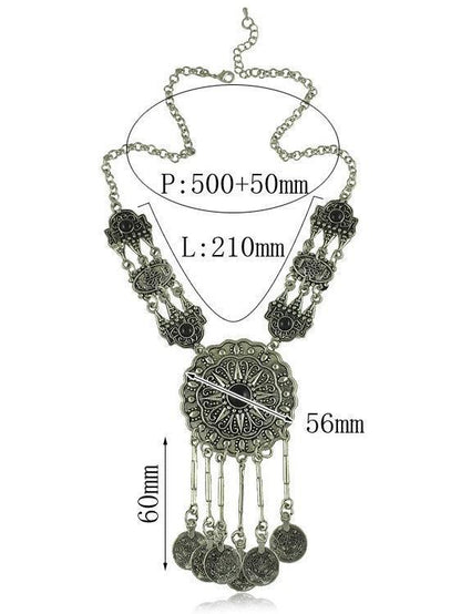 Bohemia Carving Coin Tassels Necklaces Accessories