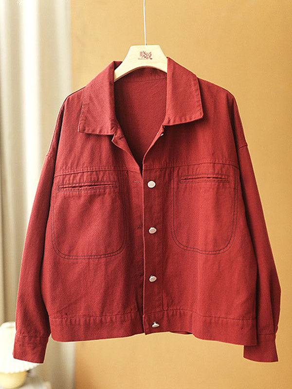 Urban Solid Color Lapel Single Breasted Jacket