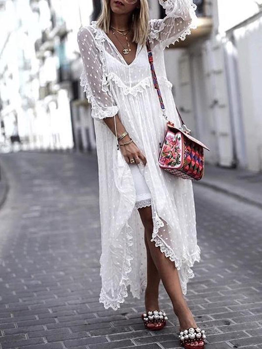 Pretty V-neck Long Sleeves Maxi Dresses