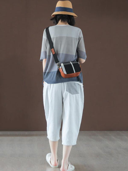 Casual Meryl Striped Split-side T-shirt