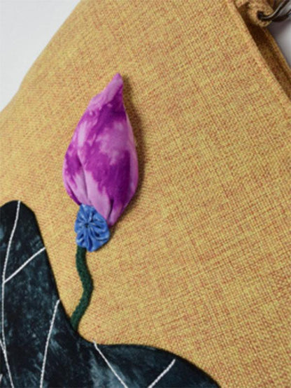 Retro Embroidered Zipper Tote Bag