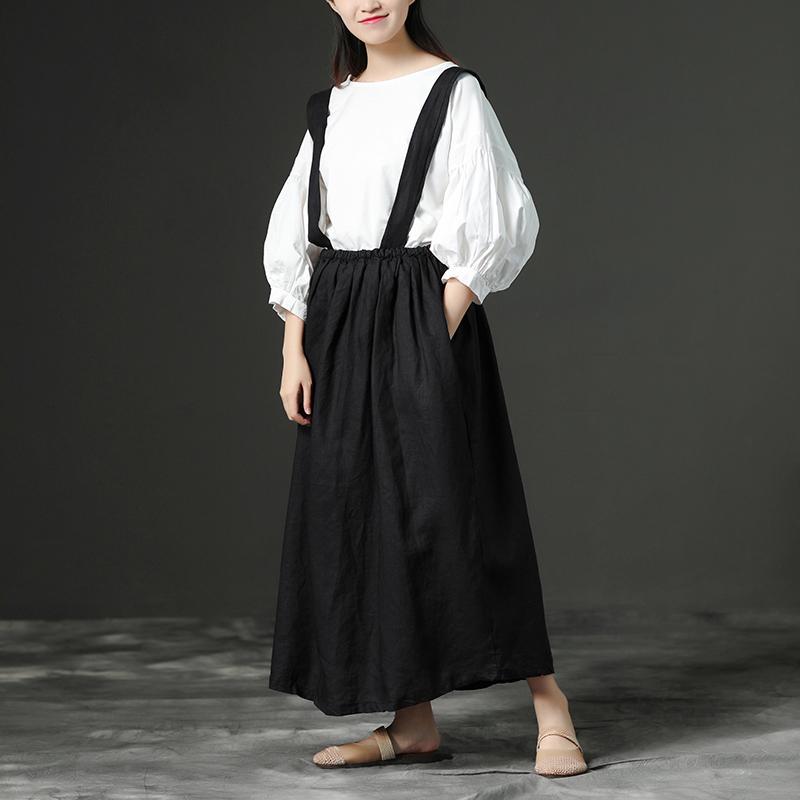 Black Casual Loose Women Summer Suspender Skirt