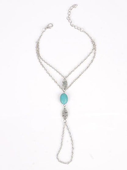 Bohemia Turquoise Hollow Carving With Ring Bracelet Accessories