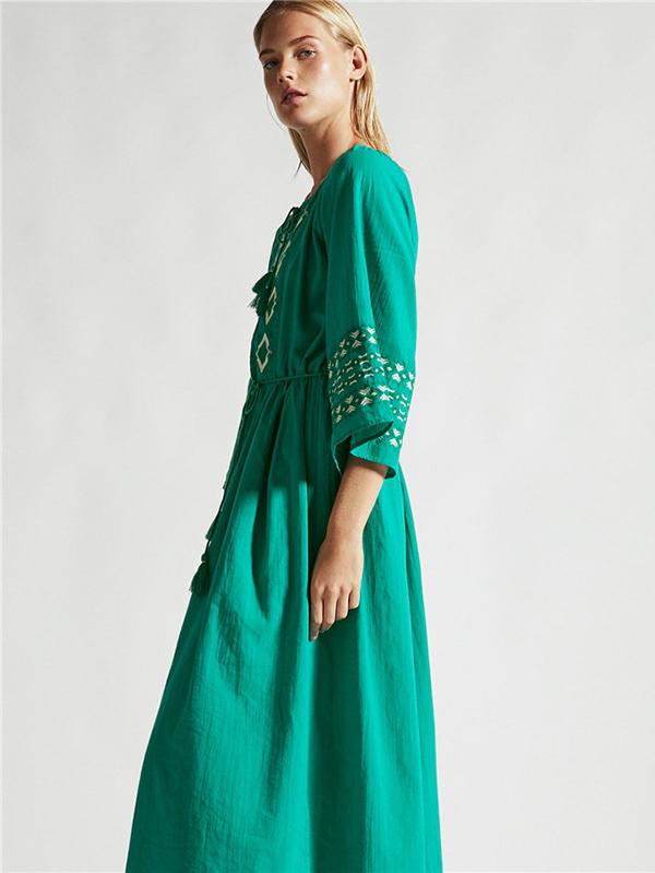 Waist--Strap Inwrought  Beach Midi Dresses
