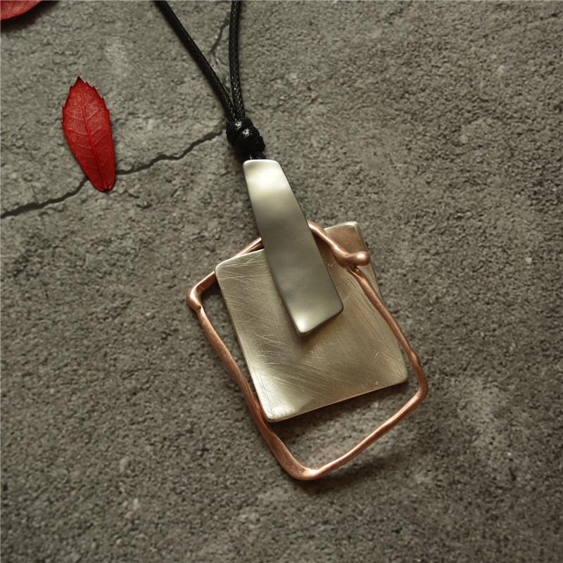 Buykud Simple Casual Geometric Pendant Long Necklace