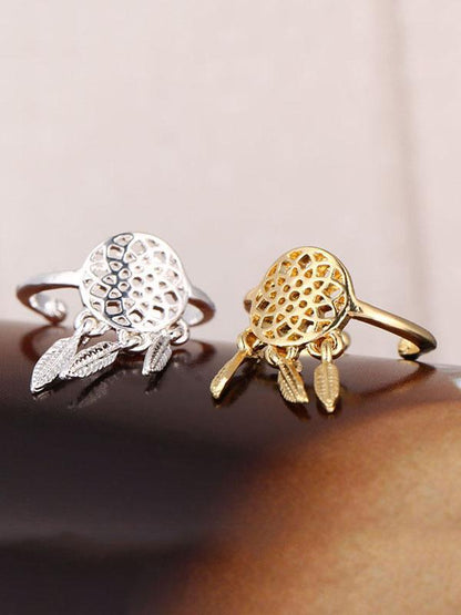 Vintage Hollow Feather Rings Accessories
