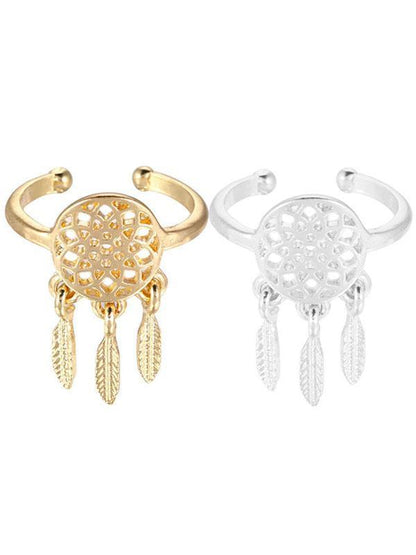 Vintage Hollow Feather Rings Accessories