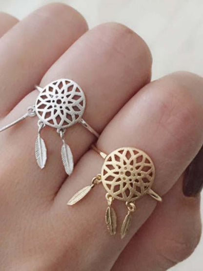Vintage Hollow Feather Rings Accessories
