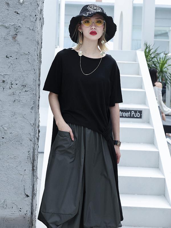 Cropped High-low Loose Plus Size T-shirt Top