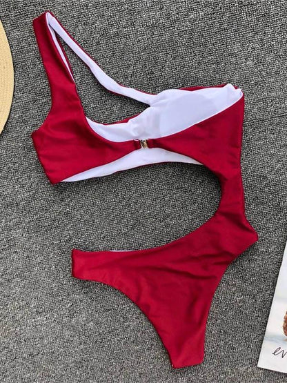 Sexy Cropped Solid One-piece Swimwear