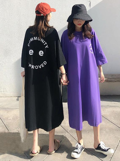 Loose Printed  T-Shirt Dress