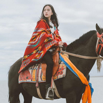 Buykud Autumn Winter Warm Printed Scarf Hooded Cloak