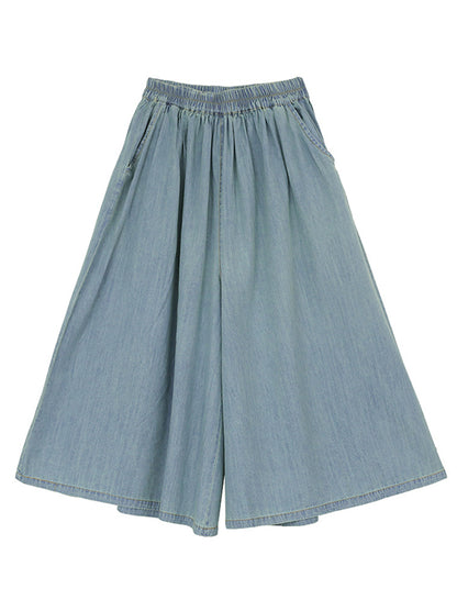 Artistic Retro Loose Wide Legs Elasticity Jean Pants