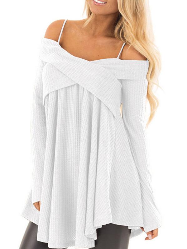 7 Colors Off-the-shoulder Blouses&Shirts Tops