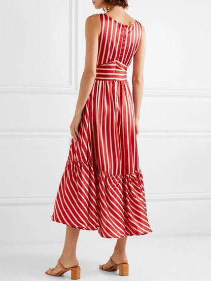 Fashion Striped Printed Maxi Dress