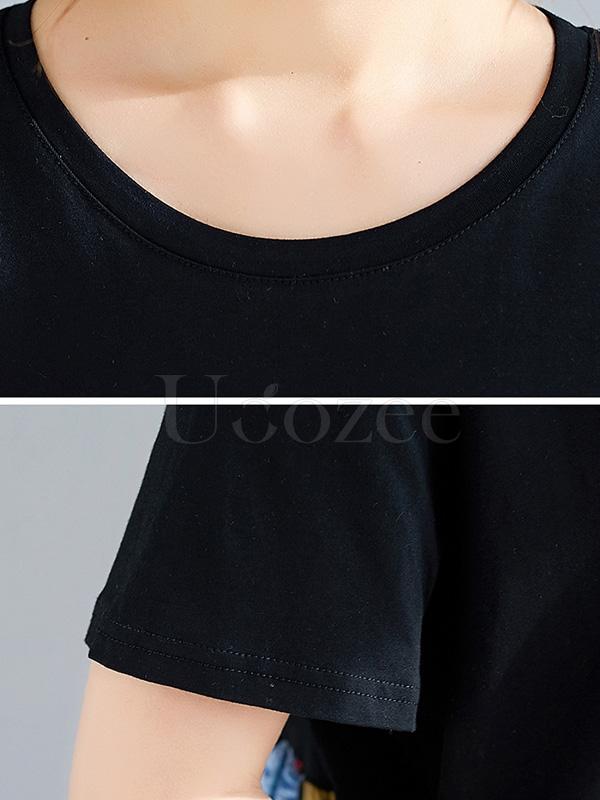 Loose Ramie Cotton Split-joint Floral Printed Midi Dress