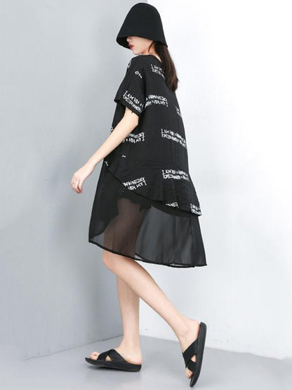 Loose Irregular Printed Long T-shirt Dress