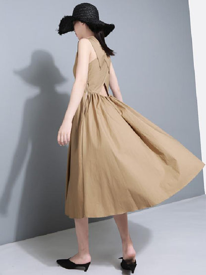 Sexy Halter Solid Sleeveless Long Dress