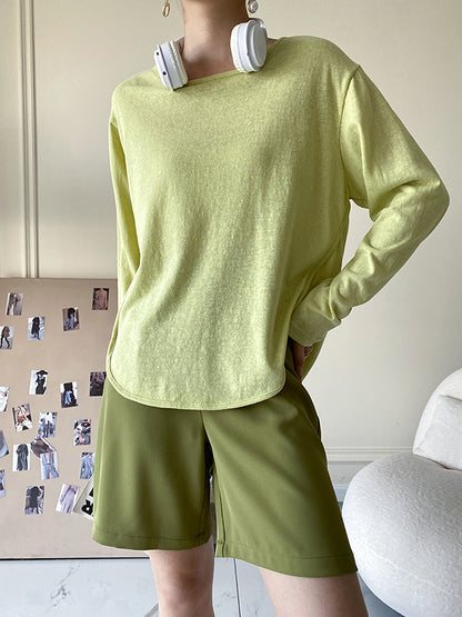 Simple Casual Loose Solid Color Sun-Protection T-Shirt Top