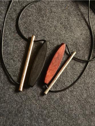 Simple Alloy Wood Oval Necklace