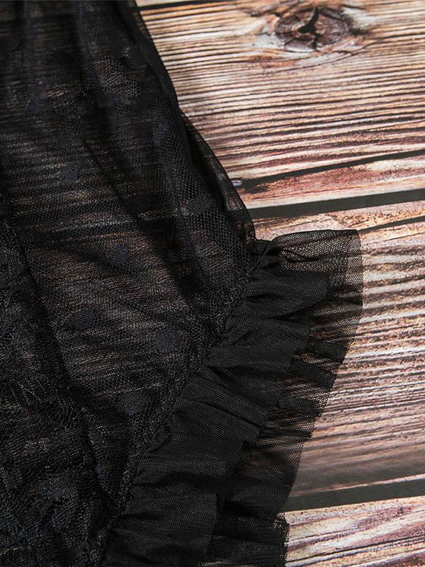 Sexy Hollow Ruffled Bodysuit Lingerie