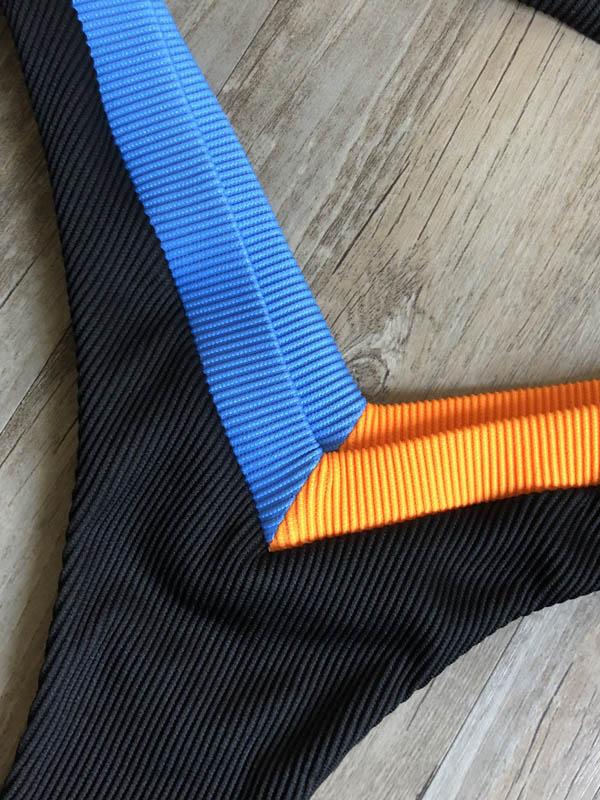 Triangles Colors Hemming Bikini Swimsuit