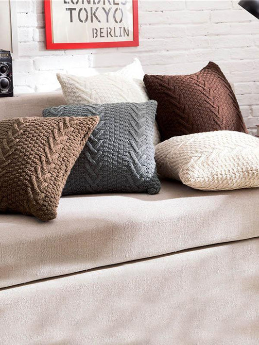 Solid Plaited Textured Pillow Case