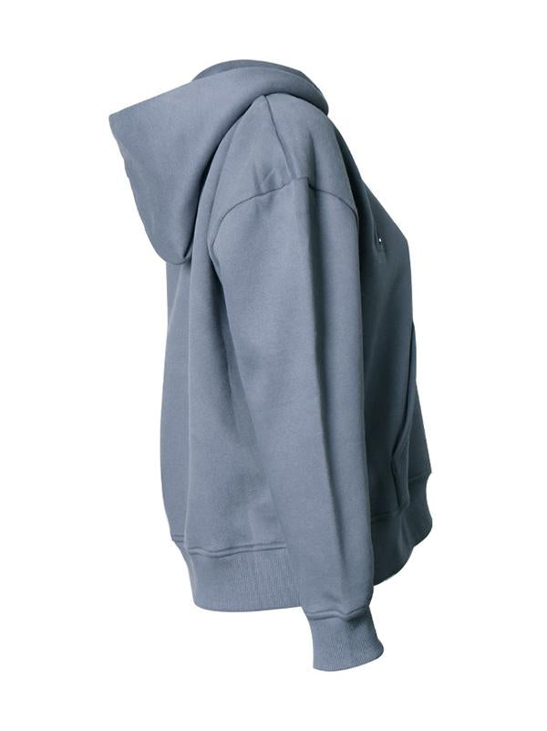 Zipper Off-The-Shoulder Two Ways To Wear Plus Velvet Hoodies&Sweatshirt