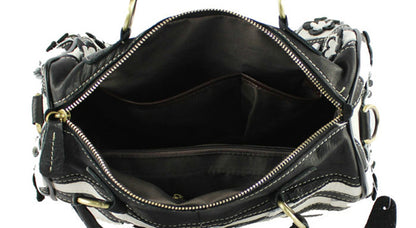 women's bag leather carry-on slant satchel leather mosaic flower bag