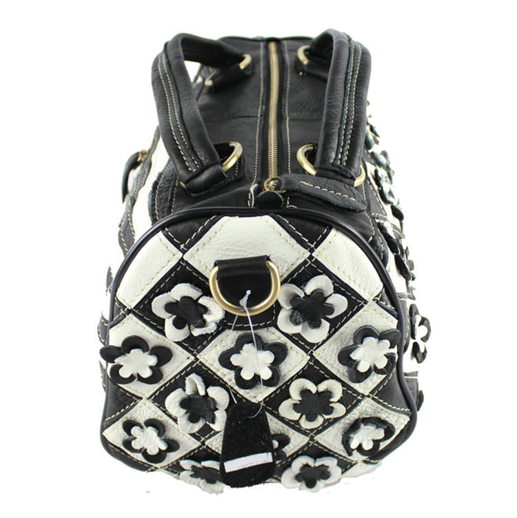 women's bag leather carry-on slant satchel leather mosaic flower bag