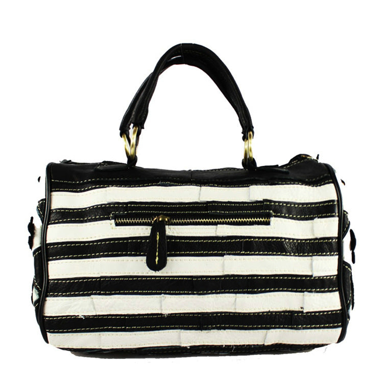 women's bag leather carry-on slant satchel leather mosaic flower bag