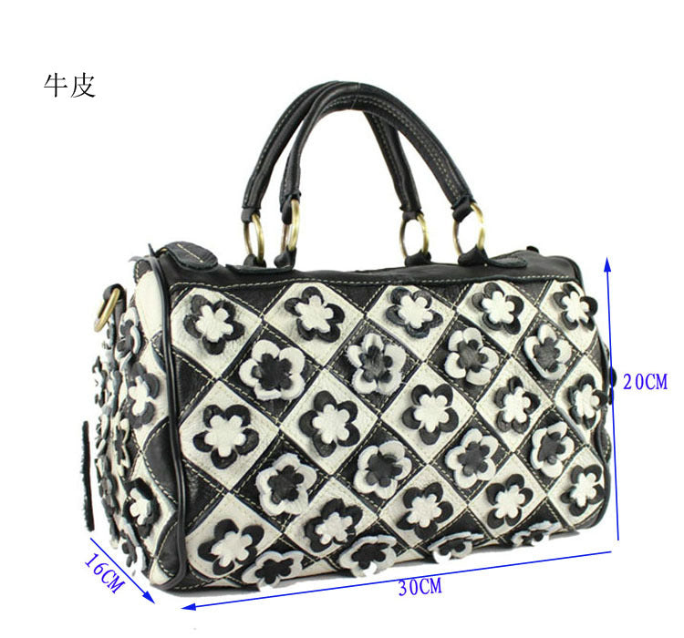 women's bag leather carry-on slant satchel leather mosaic flower bag