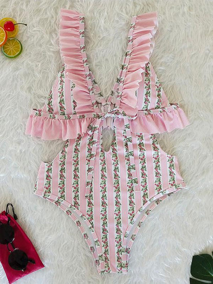 Falbala Bandage Sexy One Piece Swimwear