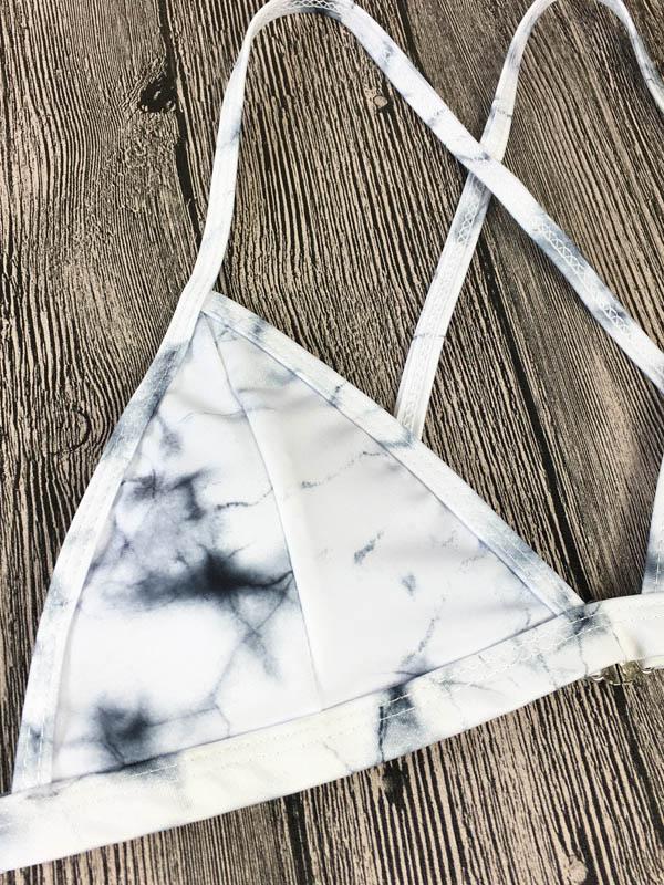 Printed Triangle Scrunch Bikini Set