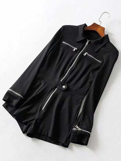 Zipper Solid Wrap Jumpsuits
