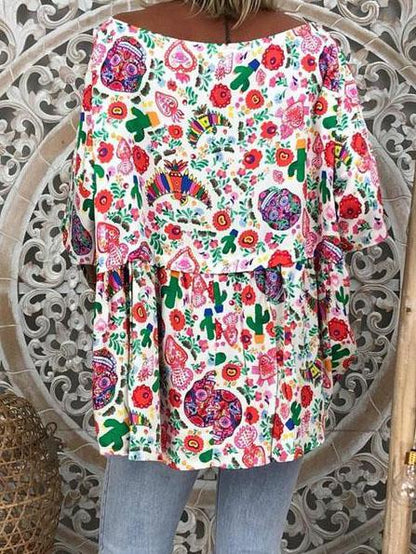 Printed Loose Blouses&Shirts Tops