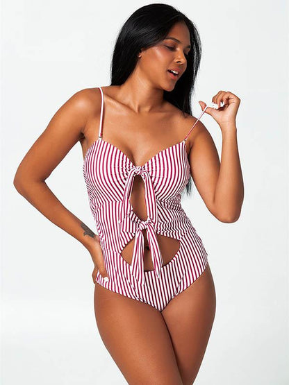 Sexy Strapless Knotted Backless One-Piece Bikini Swimwear