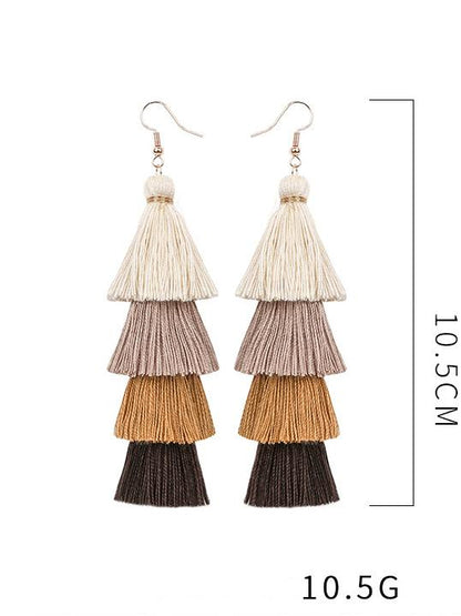 Pinecone Colorful Tasseled Bohemia Earrings