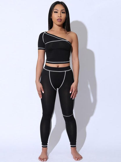 Split-joint One-shoulder Sport Suits