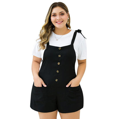 Plus Size Pockets Thin Wide Leg Overalls