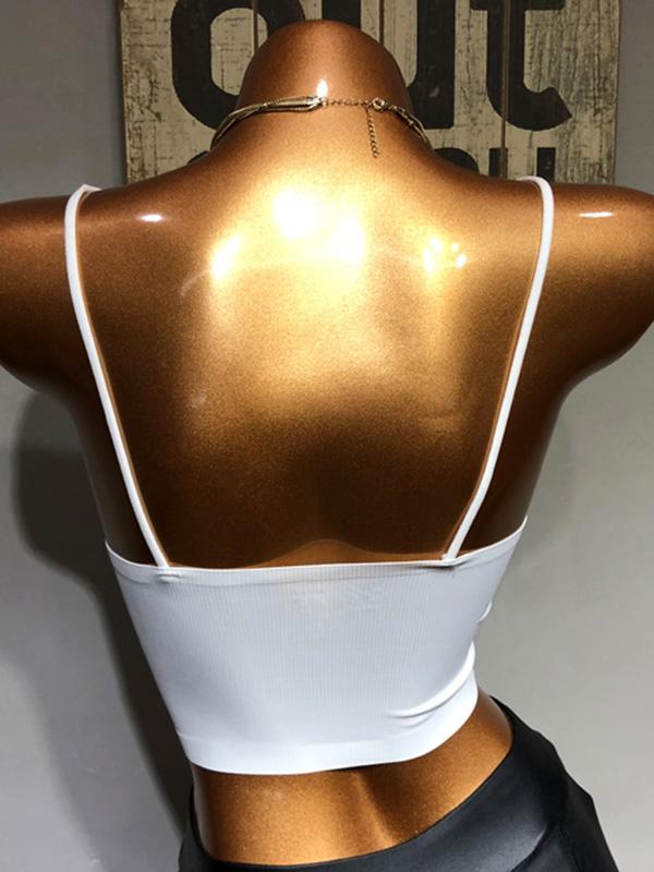 Sexy Wrap Backless Solid Spaghetti-Neck Bra