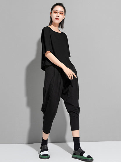Stylish Asymmetric Irregular Clipping Round-Neck T-Shirt
